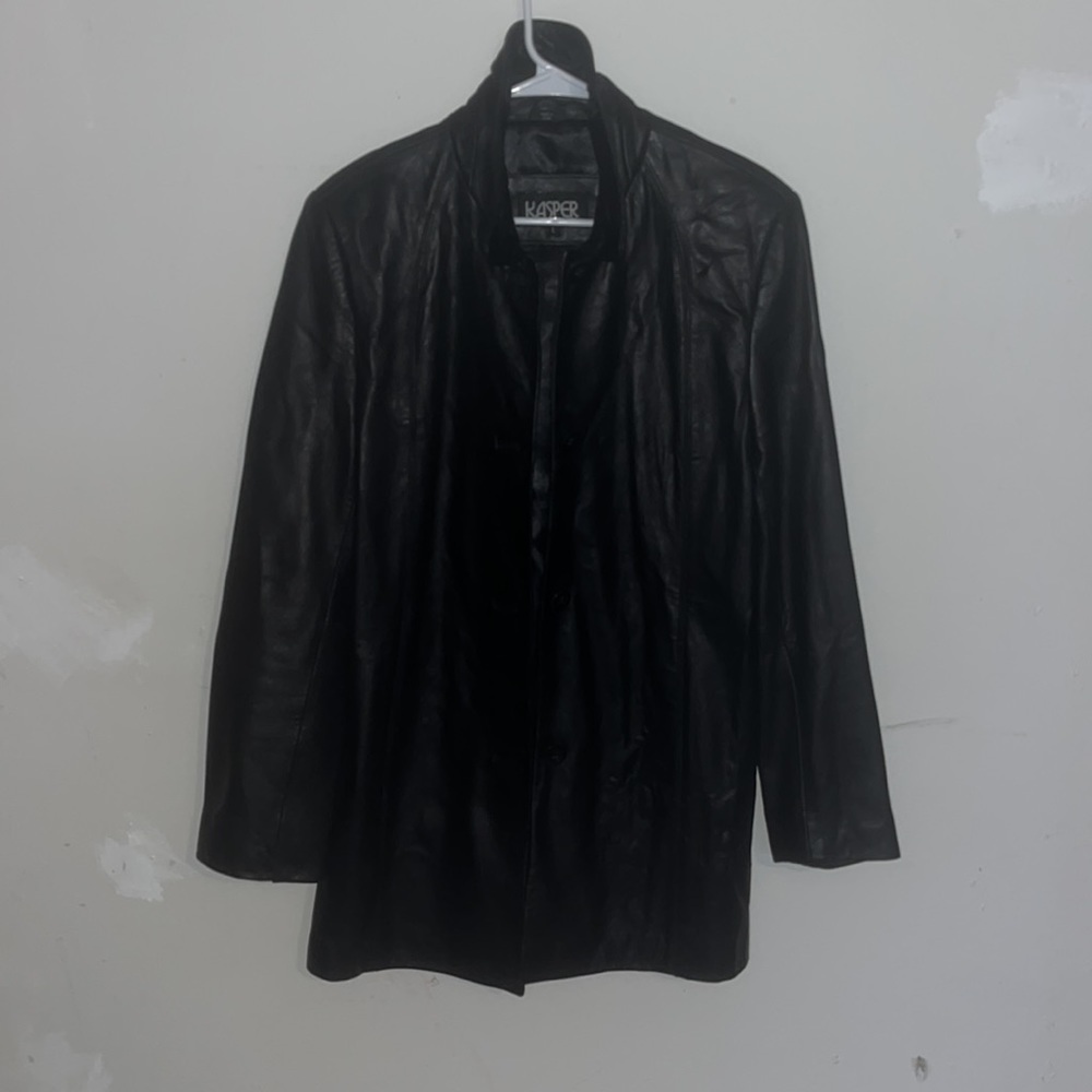 KASPER Men's Premium 3/4 Length Black Leather Coat - Picture 4 of 8